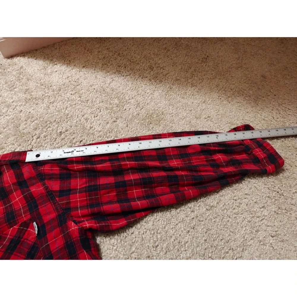 Carhartt Mens Red Black Plaid Flannel Shirt Long Sleeve Regular Fit L S250 CRI